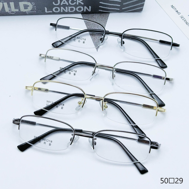 Small frame Men's Business memory titanium half frame glasses frame manufacturers wholesale texture with myopia frame metal 9913