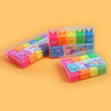 兔子造型荧光笔 儿童绘画彩绘DIY手账记笔彩笔套装迷你荧光笔批发