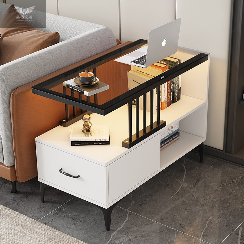 Mesa contra la pared estrecha simple y ligera estante de lujo sofá lado del gabinete varios lados de la mesa mesa de té pequeño mini borde