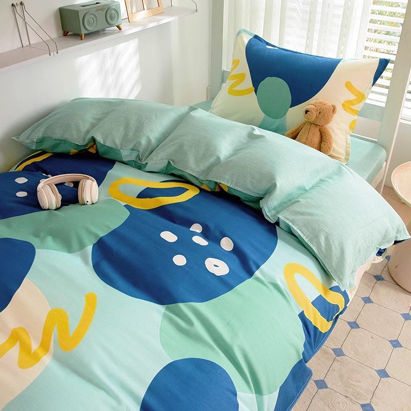 Silla de cama de cama de dormitorio de estudiantes de algodón de tres piezas 90x190 funda de edredón de algodón funda de edredón sábana dormitorio de cama individual