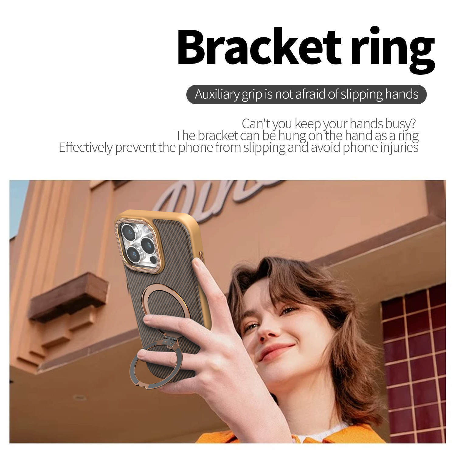 Ốp lưng iPhone 16 Pro Max từ tính vân sợi carbon, da mờ chống sốc — Màu đen, Vàng sa mạc, Màu xám chi tiết 9