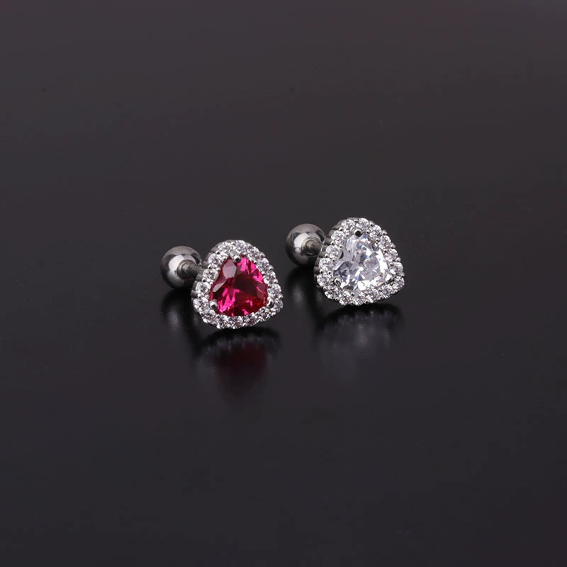 Серебряные серьги из нержавеющей стали с цирконом, пирсинг, 16G