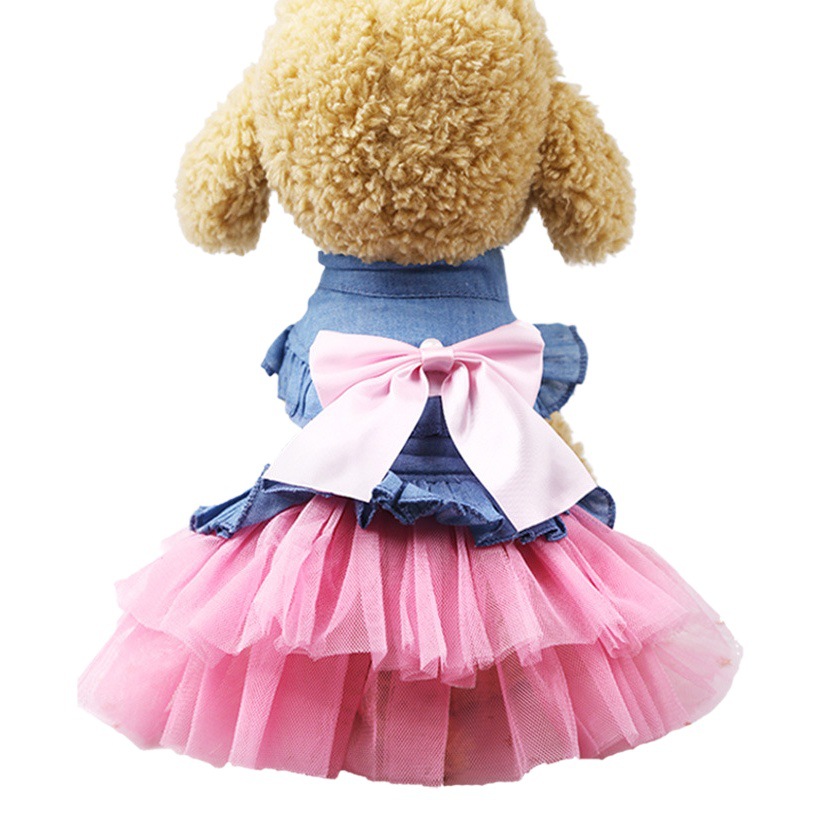 Primavera, verano y otoño nuevo perro mascota gato ropa suministros estilo coreano falda Denim primavera y verano ropa fábrica al por mayor