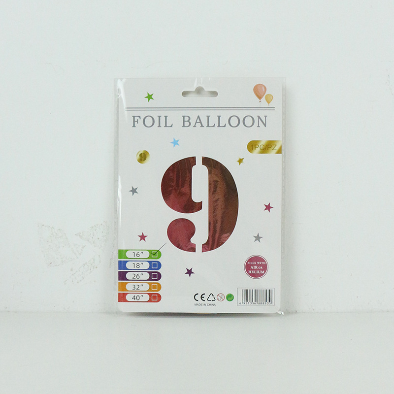 Versión americana cuerpo delgado película de aluminio globo decorativo al por mayor 16 pulgadas embalaje fino Tarjeta de papel digital independiente embalaje papel de aluminio globo