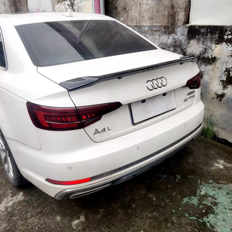 Suitable for 2017-2024 Audi A4L tail wing B9, RS-style modification, no drilling required, fixed tail spoiler