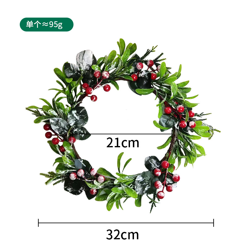 Adornos navideños, guirnaldas de piñas, flores decorativas de bolas rojas, puertas de guirnaldas de agujas de pino de alta gama, adornos de guirnaldas