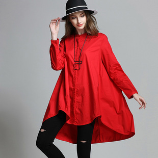 Cross-border Women's chubby girl plus size Shirt Women's 2025 Spring New Cotton Small Collar Loose Slim Tops Trendy