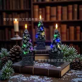 跨境批发圣诞树LED石蜡蜡烛灯创意装饰摆件节日氛围装饰工厂直发