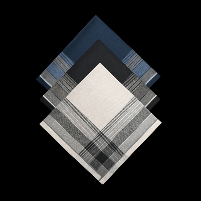 Three Pack Cotton Soft 43CM Business Men's Handkerchief Cross-border Hot Sale Suit Pocket Towel Face Wiping Towel Elder