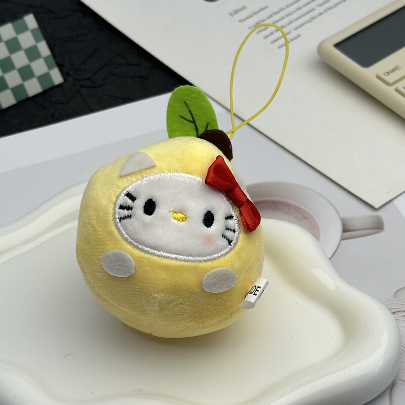 可爱苹果KT猫公仔小挂件三丽鸥hellokitty挂件毛绒公仔钥匙扣挂饰|undefined
