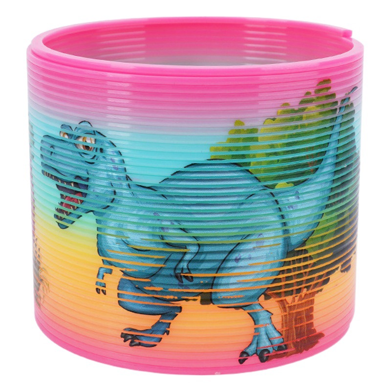 Tiktok mismo estilo mediano y gran anillo de arco iris de dinosaurio en línea popular anillo de Primavera de dibujos animados para niños anillo de arco iris de juguete al por mayor image 1