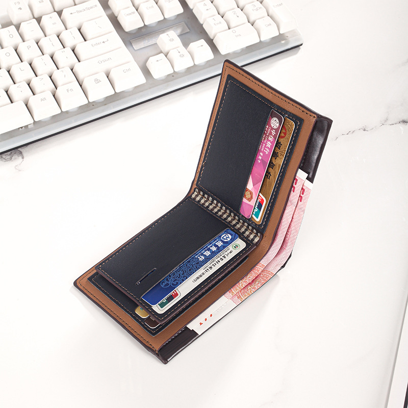 Cartera para hombre, moda corta, posición de múltiples tarjetas, wallet men, billetera europea y americana, la fábrica puede almacenar bolsas antirrobo