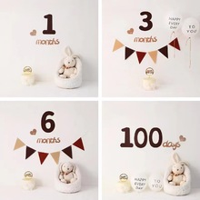 网红ins风毛毡小熊数字拉旗 宝宝百天 满月 周岁生日布置拍照道具
