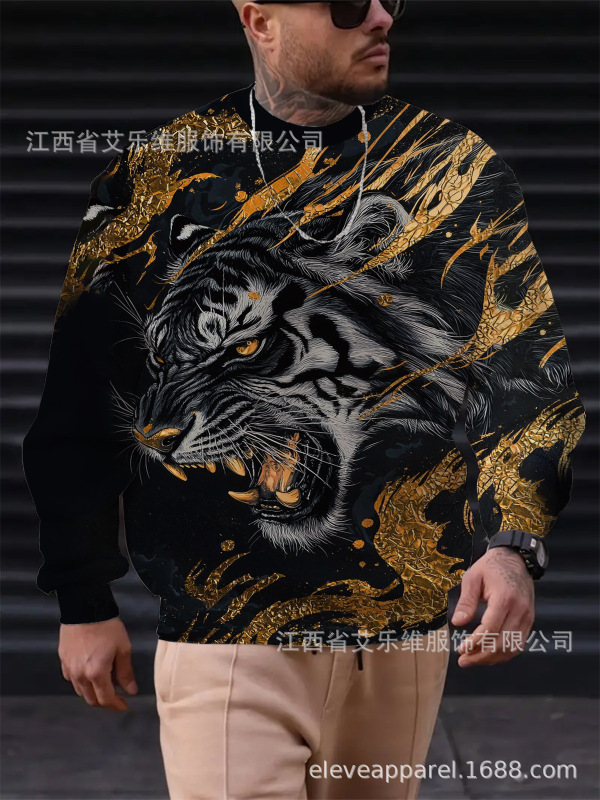 跨境新款热销男士休闲圆领长袖卫衣3D数码印花经典美国风图案热卖|undefined