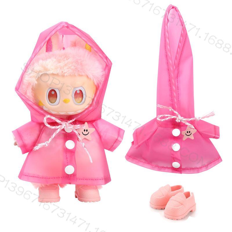 Only Clothes Labubu Baby Clothes Labubu Raincoat Hooded Shoes 17cm Replaceable Toy Doll Accessories