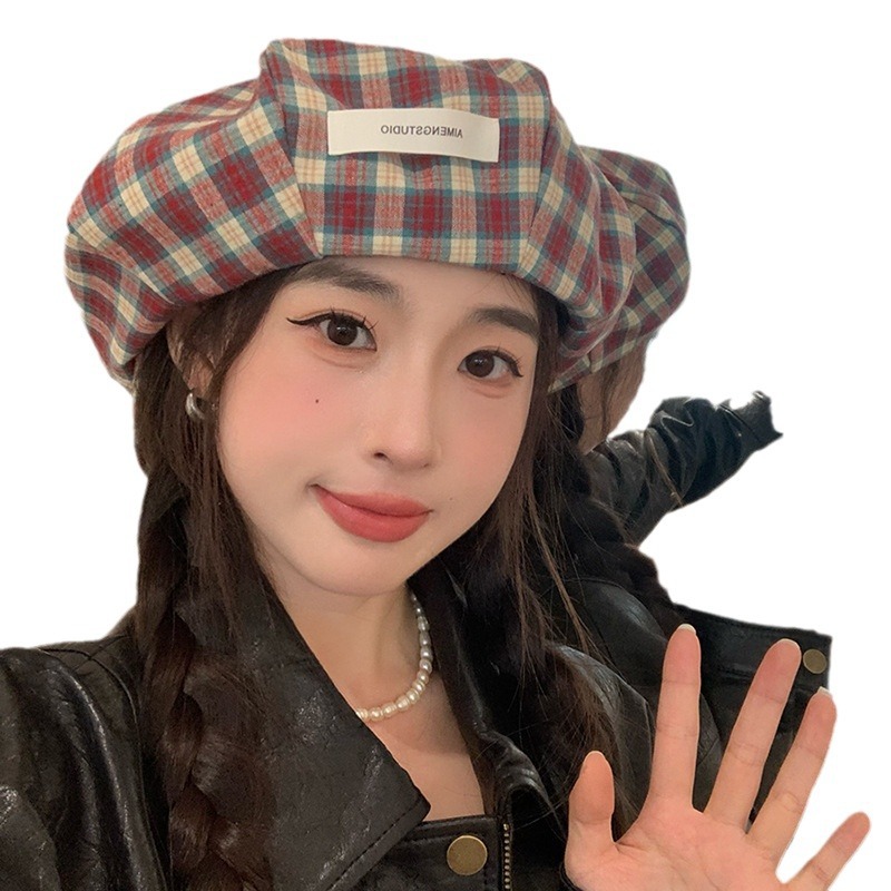 Retro retrogrado boina japonesa mujer cabeza grande estilo coreano anti-sombrero de ocho ángulos para mostrar la cara de un pequeño pintor de la moda de sombrero