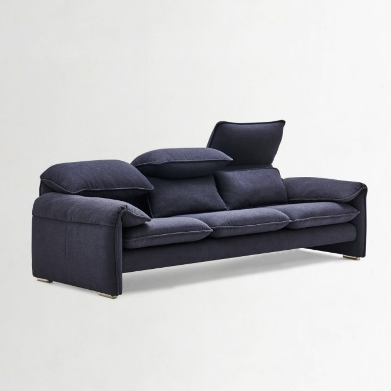 Italian Minimalist Maramba Woven Sofa, Straight Layout Woven Leather Designer Folded Armchair with Adjustable Backrest