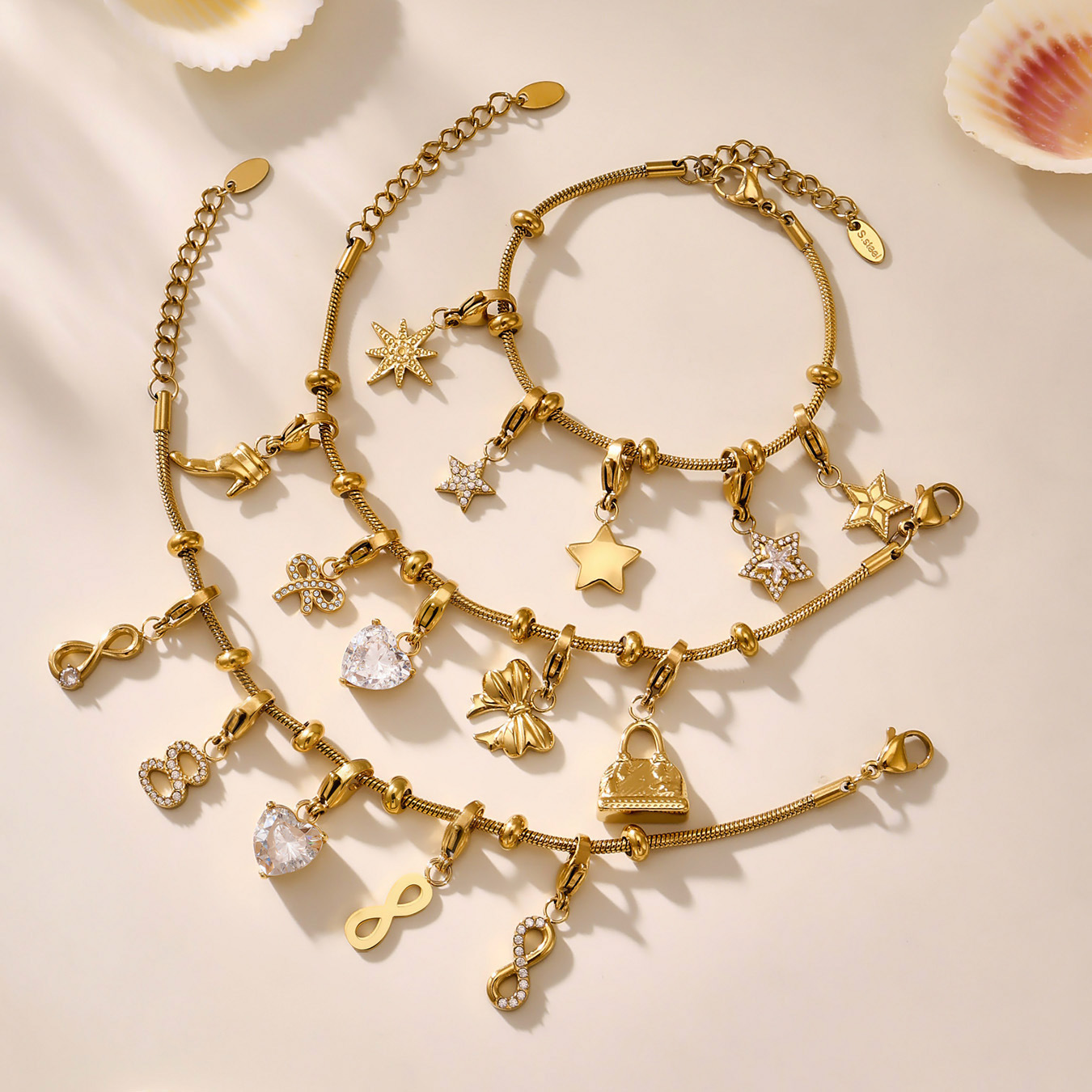 鑫艺鑫不锈钢DIY多配件手链项链时尚百搭多种造型吊坠首饰套装女