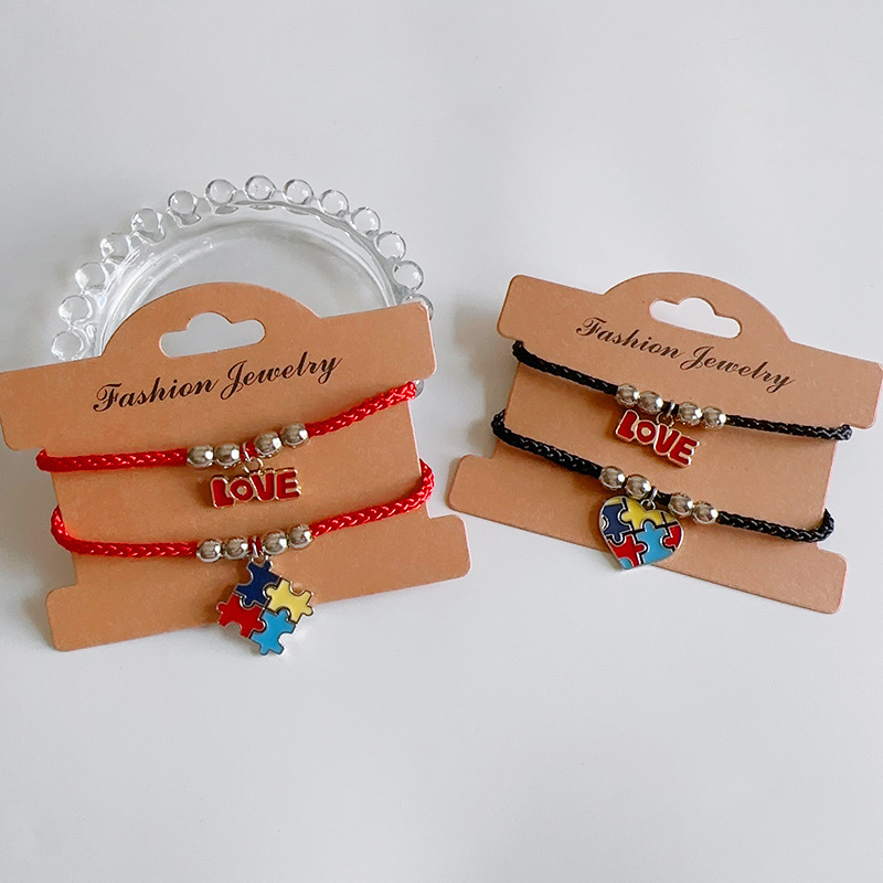 13g Weight Alloy Pendant Material Bracelets Classification rope Chain Material Cord String Chain Type 1 Piece Quantity Daily Occasion Alloy, rope Material Love, Jigsaw, Heart Shape Pattern All Seasons Season Unisex Gender Plating Design Simple Style Style Simple Style Love Jigsaw Heart Shape Alloy Rope Cord String String Bracelets Wholesale 3