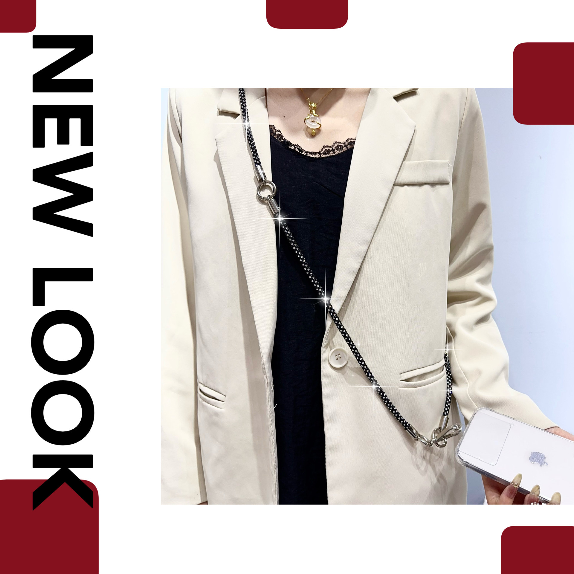 Alta calidad, ligero, lujo 0.7, diamante completo, tres en uno, cadena de teléfono móvil multiusos, mensajero, caramelo, diamante flash multiforma, cordón de diosa