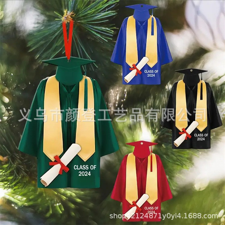 Cross-border New Amazon Acrylic Flat Personalized Creative Graduation Clothing Decorative Car Rearview Mirror Pendant