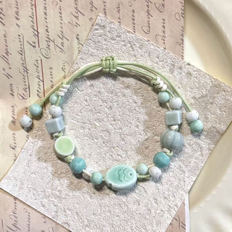 Minimalist Ceramic Bracelet in Niche Style, New Chinese Style, Fresh and Sweet, Versatile for Students and Couples, Ceramic Jewelry, Holiday Gift