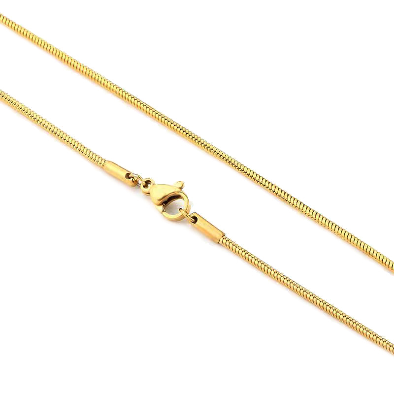 Venta directa de fábrica de acero inoxidable collar de cadena de serpiente acero de titanio collar de cadena de hueso de serpiente redondo chapado en oro acero de titanio joyería dura cadena de clavícula