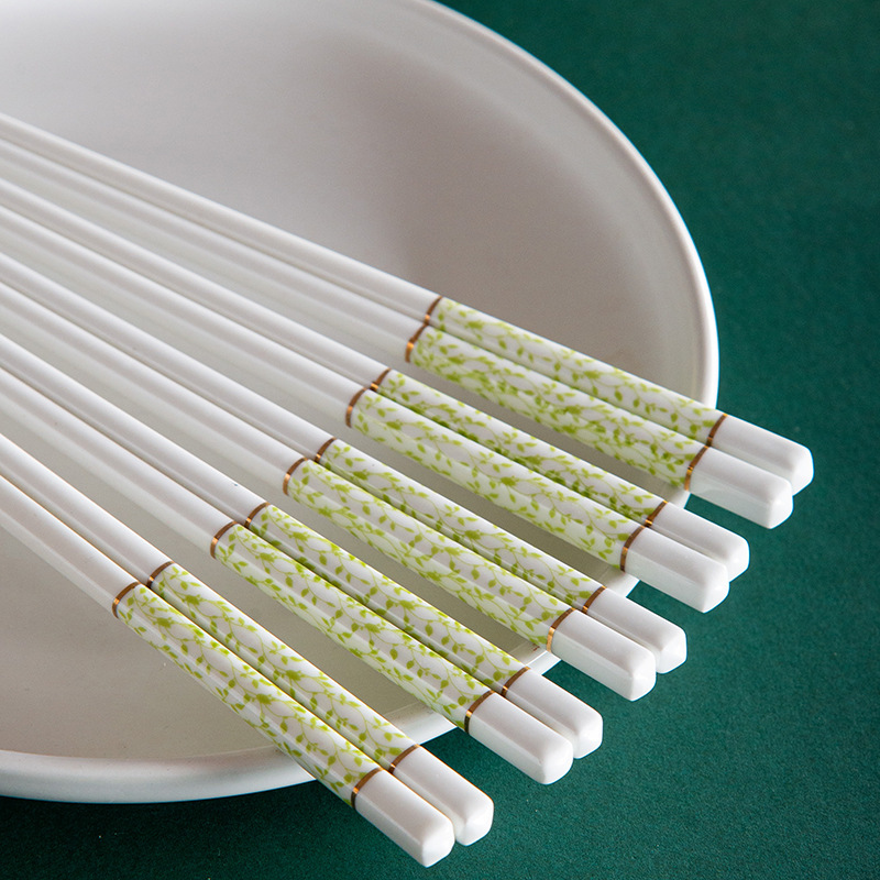 Ceramic chopsticks household antibacterial anti-mildew non-slip gift high-end environmental protection easy cleaning bone china chopsticks high temperature resistant non-deformation