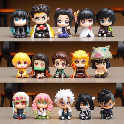 Q-Version Sitting Figure of Demon Slayer: Kimetsu No Yaiba, Kamado Tanjiro and Nezuko Model Dolls, Cute Blind Box Mini Ornaments