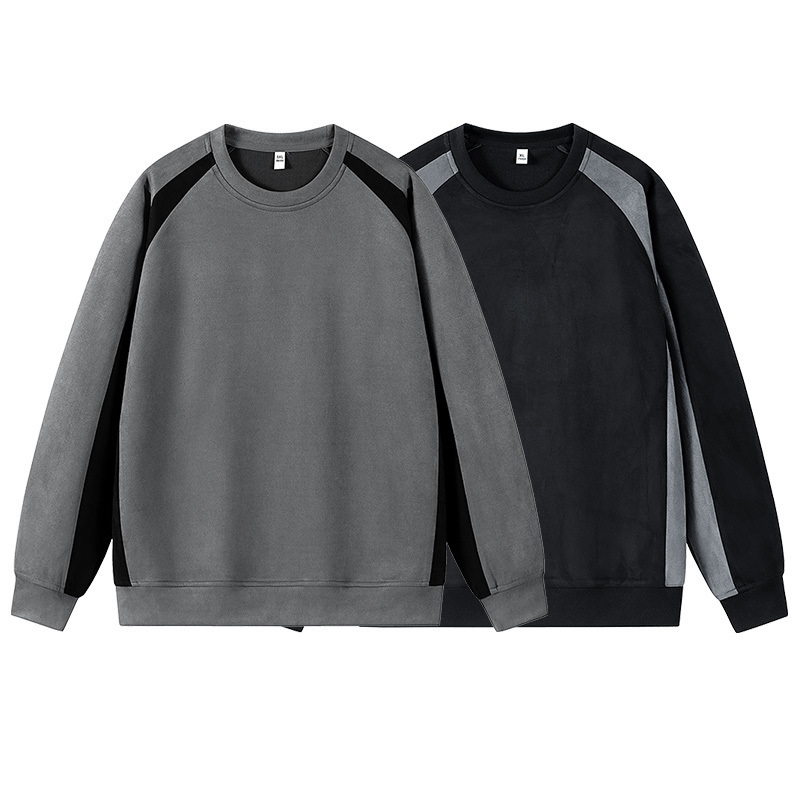Cross-Border Export Wholesale Heavyweight Suede Sweatshirt Men's Spring and Autumn Trendy Black American Round Neck Top Men's Style Cross-Border Export Wholesale Heavyweight Suede Sweatshirt Men's Spring and Autumn Trendy Black American Round Neck Top Men's Style