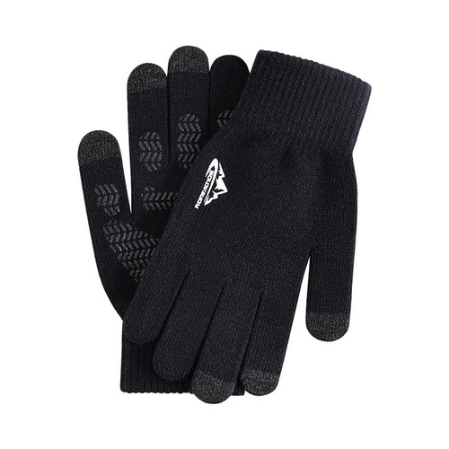 Knitted touch screen gloves for men and women in autumn and winter outdoor cycling warm couple wool plus velvet non-slip gloves wholesale