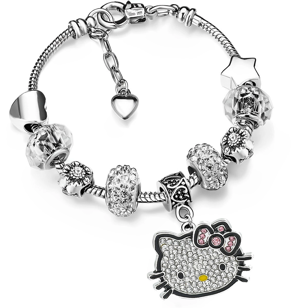Браслет (Panjia) DIY с крупными отверстиями и подвесками в стиле Hello Kitty, 9×7×3 см