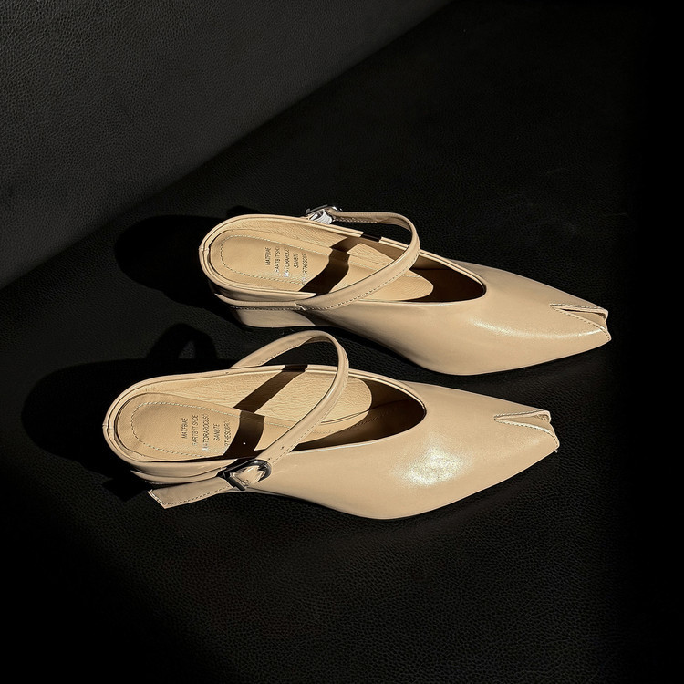 Sandal nữ hở mũi gót nêm cao da bò tăng chiều cao quai ngang — màu đen, màu trắng, màu mơ chi tiết 99