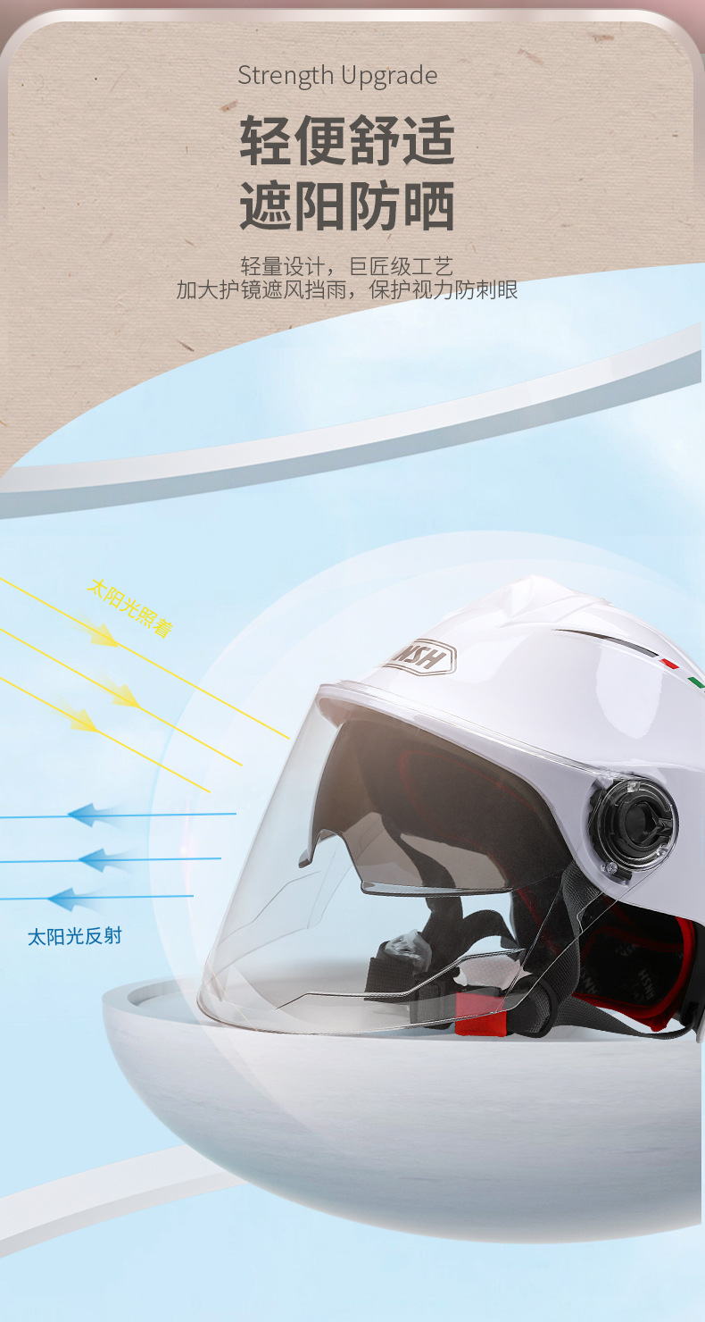 Class A new national standard electric motorcycle helmet men's and women's four seasons universal double mirror sunscreen lightweight summer helmet