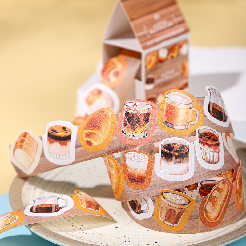 Ketchup girl cinta de caja de forma especial vida pequeña hermosa pequeña cinta de cuenta de mano troquelada fresca collage de bricolaje