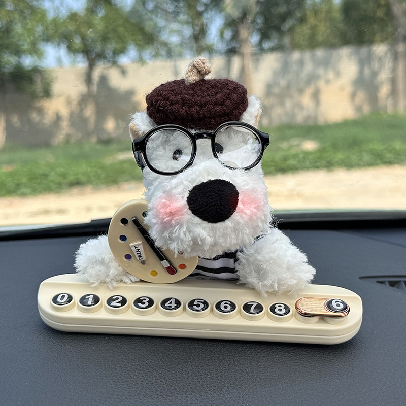 Placa de estacionamiento temporal encantadora muñeca de West Highland de alta calidad decoración de automóviles accesorios móviles tarjeta telefónica niñas