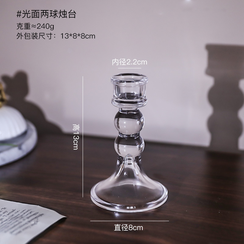 フレンチインスタ中古透明ガラス燭台置物ロマンチックキャンドルディナー燭台道具家庭装飾品|undefined