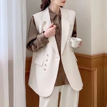 黑色女士西装小个子通勤马甲外套女2024春秋新款设计感小众坎肩夹