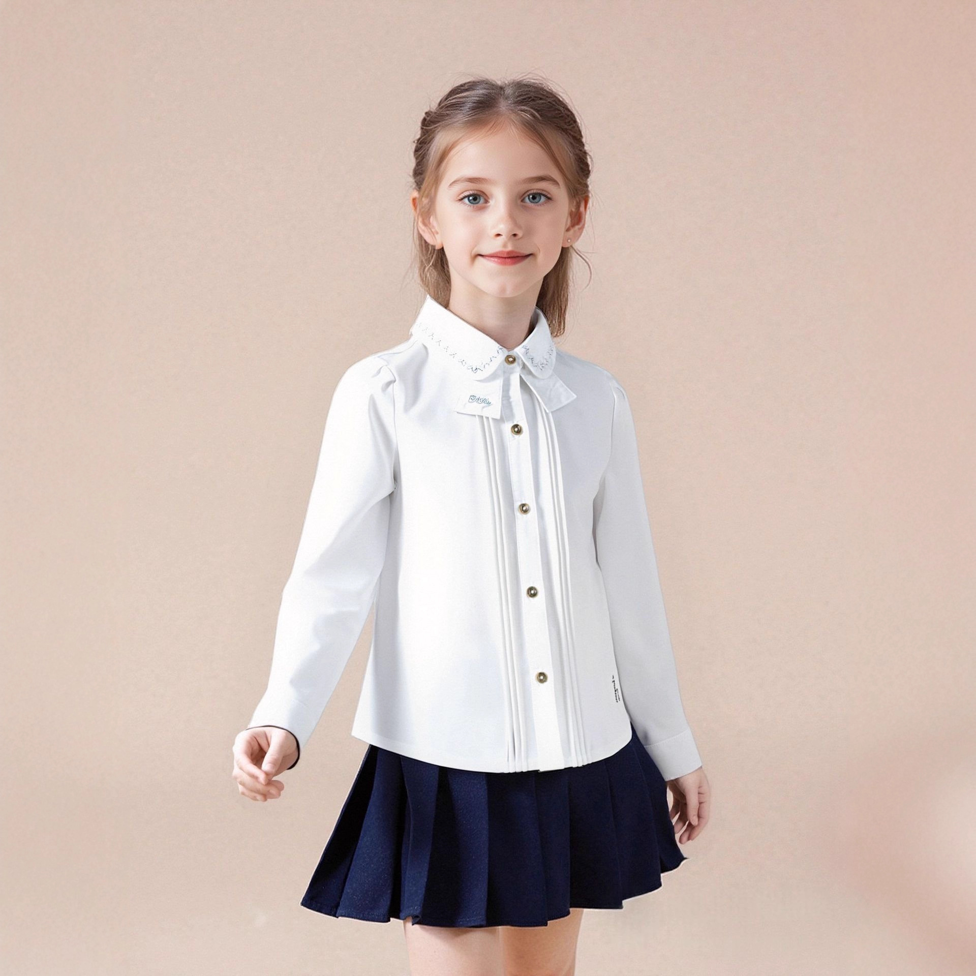 New Spring Arrival: British Preppy Style Pure Cotton Children's Long-Sleeved Base Layer Shirt