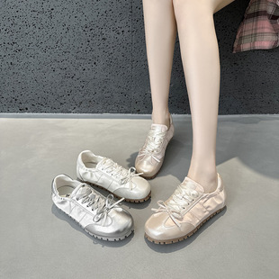 Bow Ballet Moral Training Shoes for Women 2025 Spring and Summer New Flats Soft Sole Versatile Pink Super Hot Casual White Shoes