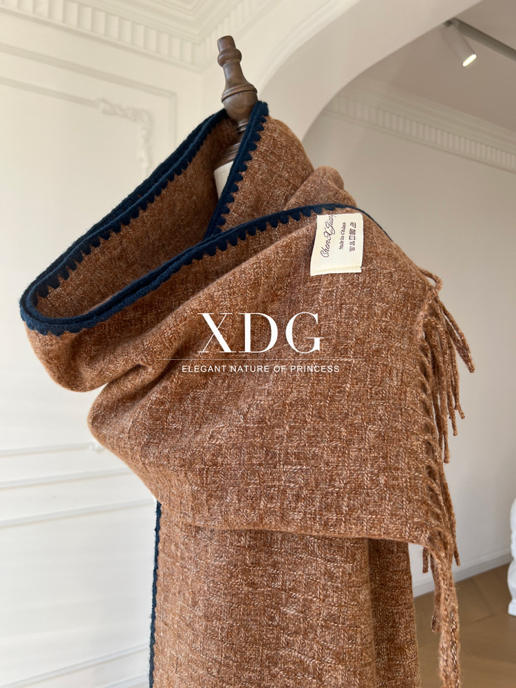 Damen Strickschal, Weicher Wollschal In Kontrastfarben Für Winter_voghion.com