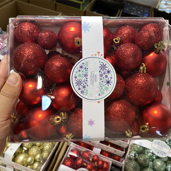 新しいクリスマスカラーボール装飾44個のクリスマスボールセットクリスマスツリー装飾品カラーボックス包装|undefined