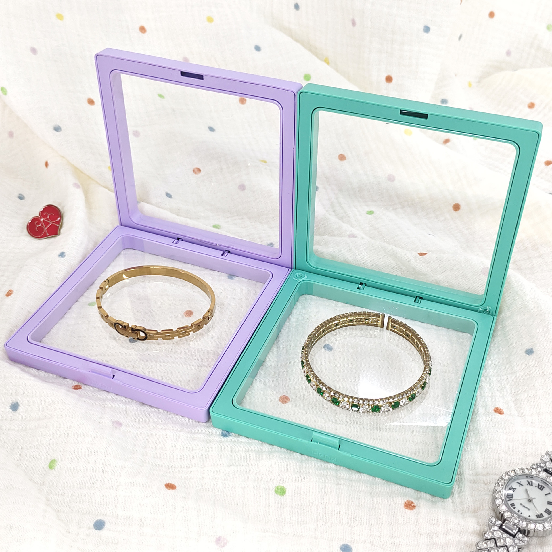Pe Film Storage Box Transparent Suspended Display Box Pure Gold Bracelet Box Ice Jade Bracelet Dustproof and Anti-Fall Box
