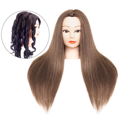Hair styling head dummy mixed with fake human hair head dummy for practicing braiding and rolling, makeup practice, full-real hair doll head, can be curled