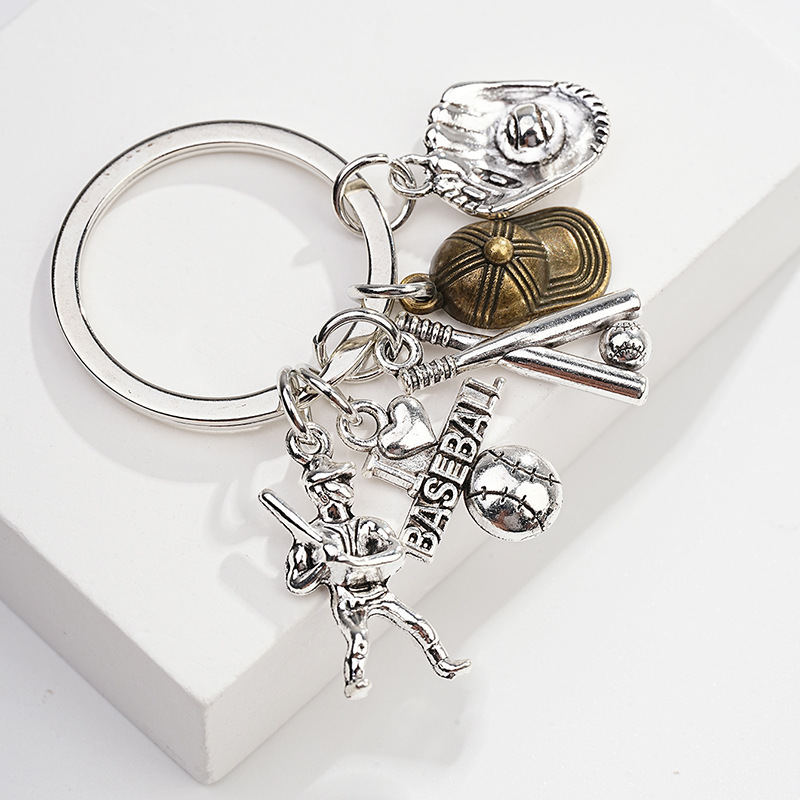 Creative sports metal key ring pendant cross-border father's day baseball sailing car key chain pendant