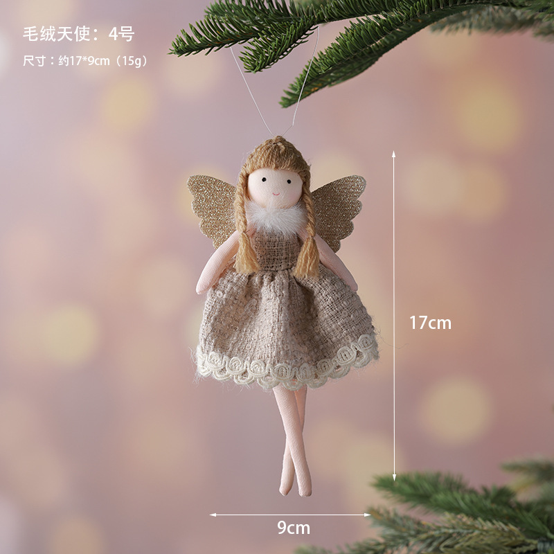 Nuevos productos transfronterizos de venta caliente Angel Girl Navidad decoración colgante gorra de punta colgante de muñeca de peluche de tamaño grande