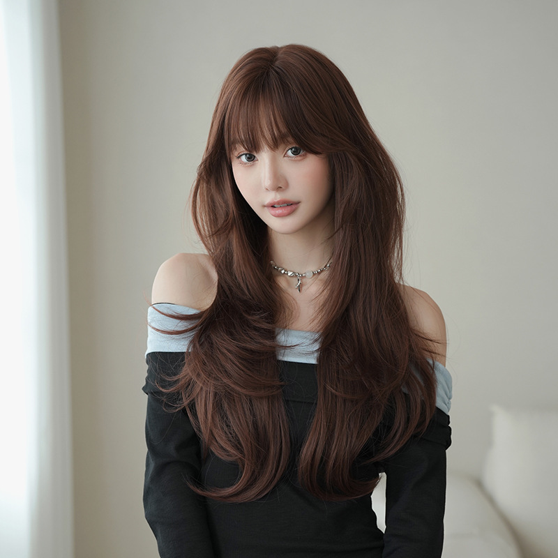 Cross-Border New Product 2025 Wig for Women with Long Curly Hair, Large Waves, Chemical Fiber Artificial Full Headgear, High-Quality High-Temperature Silk