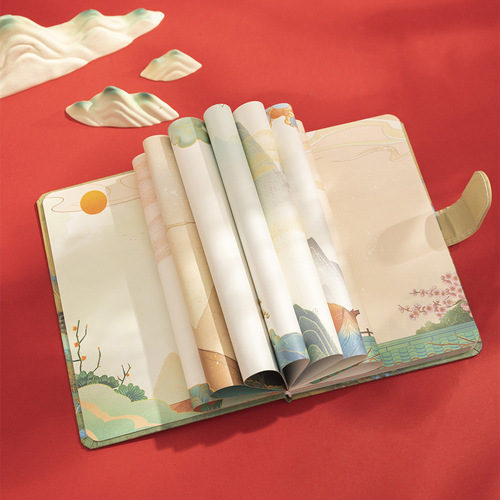 Retro high-value hand ledger notepad diary ancient painting magnetic buckle wholesale student business notebook