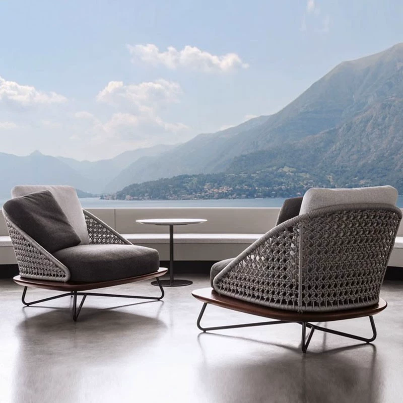 Скандинавский открытый цельного дерева досуг тканый диван на открытом воздухе Вилла внутренний двор сад терраса водонепроницаемый солнцезащитный крем тик диван