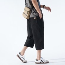 短裤男潮牌中裤子男士夏季薄款直筒宽松休闲五分裤运动卫裤子男